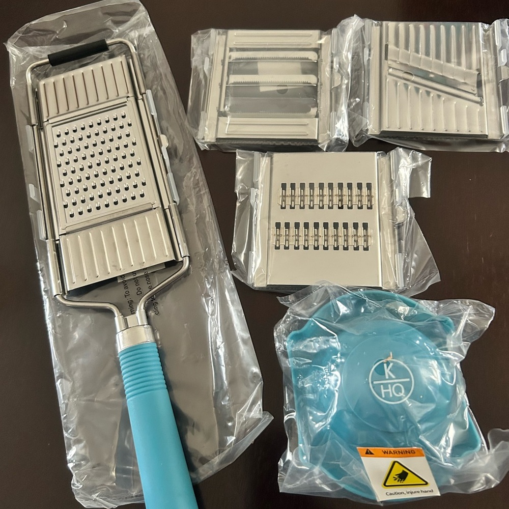 Kitchen HQ Stainless Steel Mandoline Slicer with Blue Handle